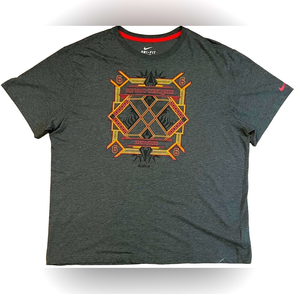 Nike Gray “He Who Conquers Endures” Short Sleeve Tee XXL